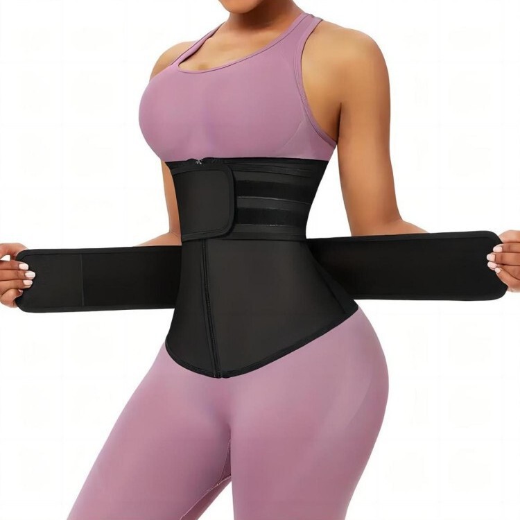 European and American cross-border sports women's waist trainer slimming belt, adjustable zipper model for sweating, body shaping and tummy control belt