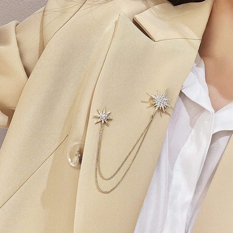 14g Weight Brooches Classification Date, Tea Party Occasion Alloy Material Star Pattern Women's Gender Simple Style, Shiny Style Simple Style Shiny Pin Star Alloy Women's Brooches 9