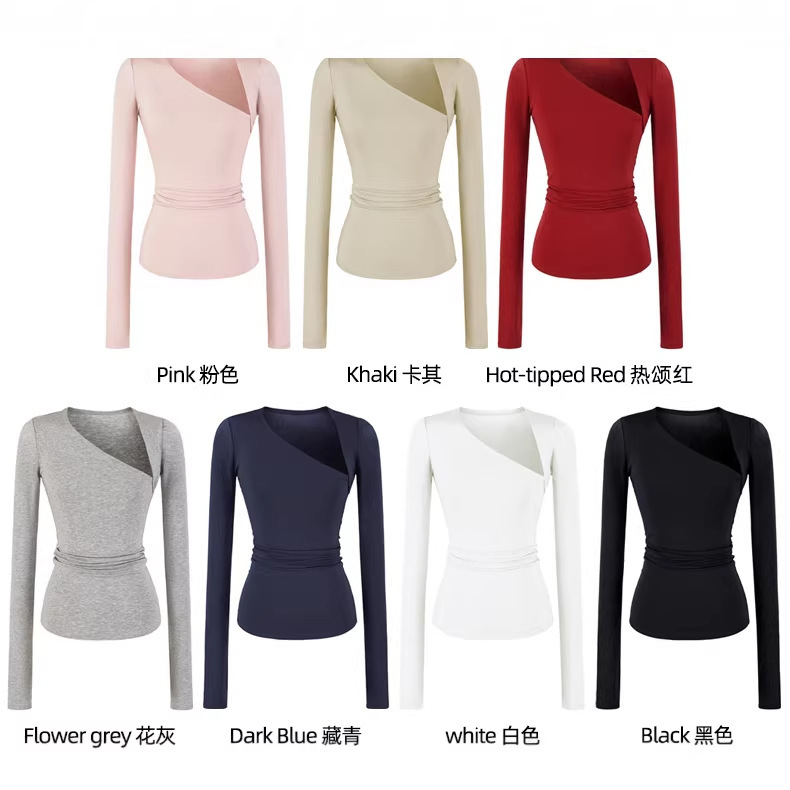2026 Spring New Style Asymmetrical Sloping Shoulder T-Shirt for Women, Elastic Slim Fit Tencel Sloping Collar Long-Sleeved Top, Pure Color Bottoming Shirt 2026 Spring New Style Asymmetrical Sloping Shoulder T-Shirt for Women, Elastic Slim Fit Tencel Sloping Collar Long-Sleeved Top, Pure Color Bottoming Shirt