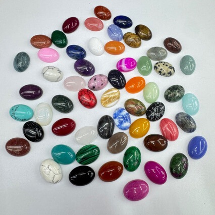 Explosions oval natural stone agate green gold tiger eye stone ring DIY patch bare stone half accessories wholesale