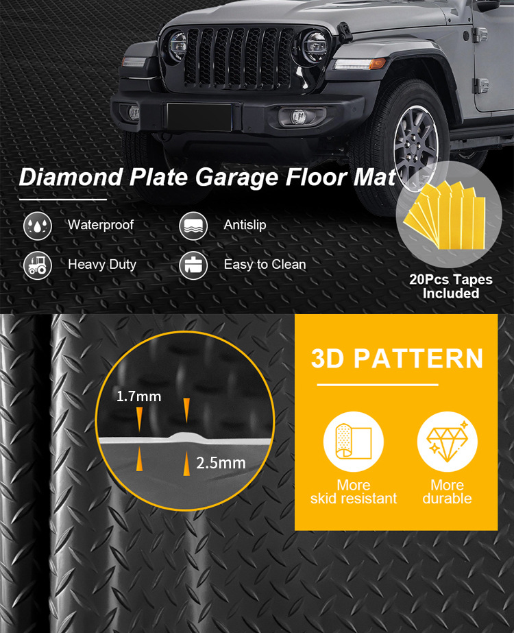 Pvc Garage Floor Mat, Vinyl Floor Mat, Diamond Pattern Floor Mat, Rv Floor Leather, Parking Space Carpet