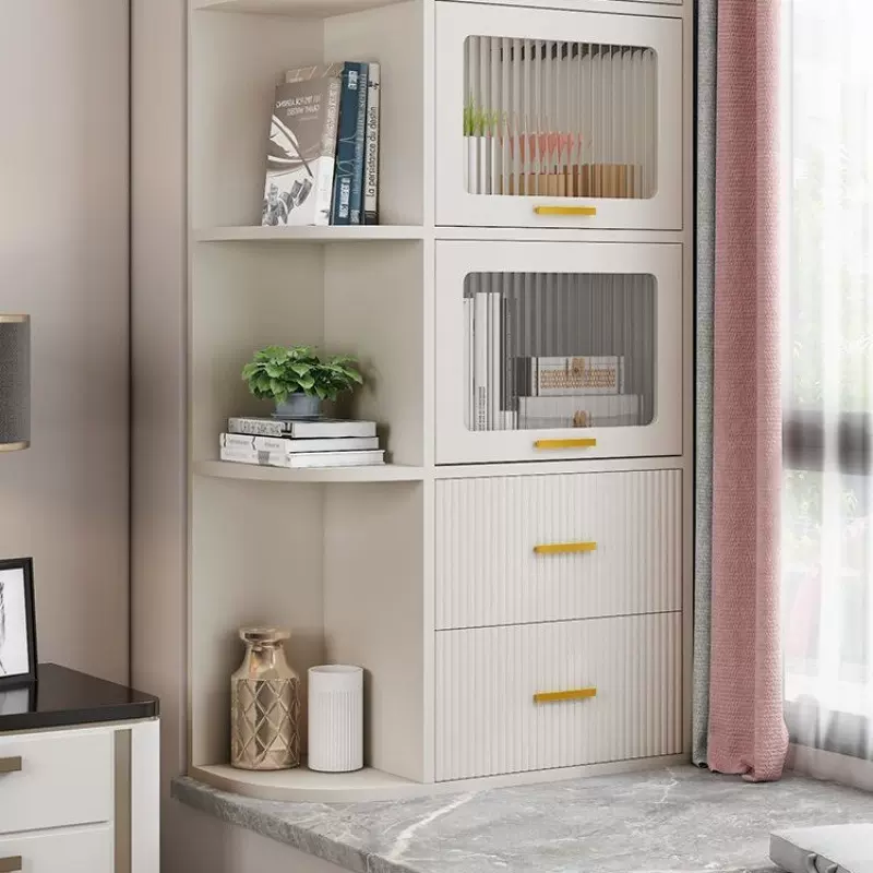 飘窗收纳柜置物柜书架窗台转角柜子防晒杂物柜阳台书柜卧室储物柜