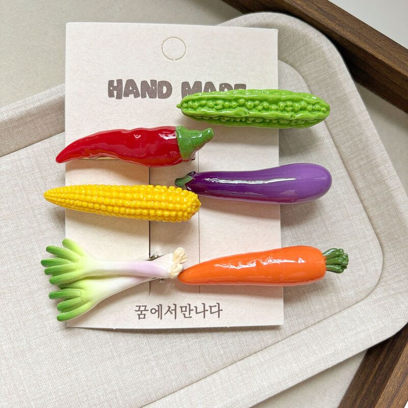 Creative and Fun Realistic Vegetable Hair Clips, Cute Food Clips, Duckbill Bangs Clips, Children's Chili Side Hairpins