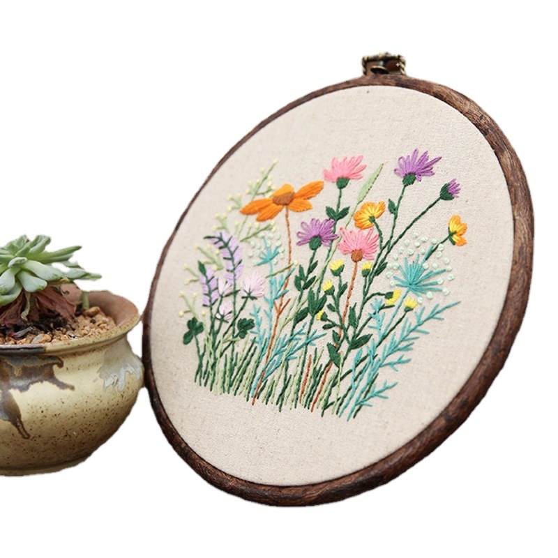 Jinhao bordado hecho a mano DIY material paquete principiante nuevo bordado flor tela retro Cruz puntada pequeña pintura colgante
