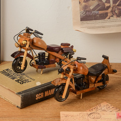 Retro Wooden Motorcycle Shelf Decor Creative Home Desk Motorcycle Model Ornament Wooden Craftsmanship
