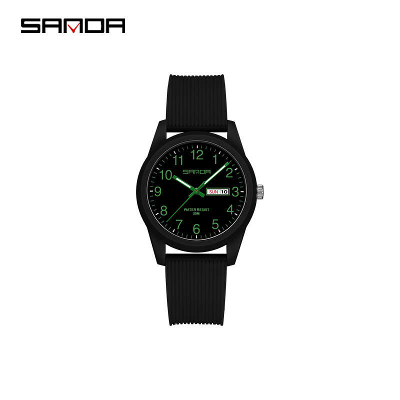 6090 double calendar black and green women