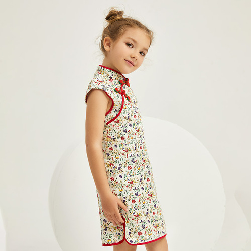 Children Chineses dresses Qipao Dresses for girls flower girl dress cotton Chinese style of the new manual button cheongsam girls