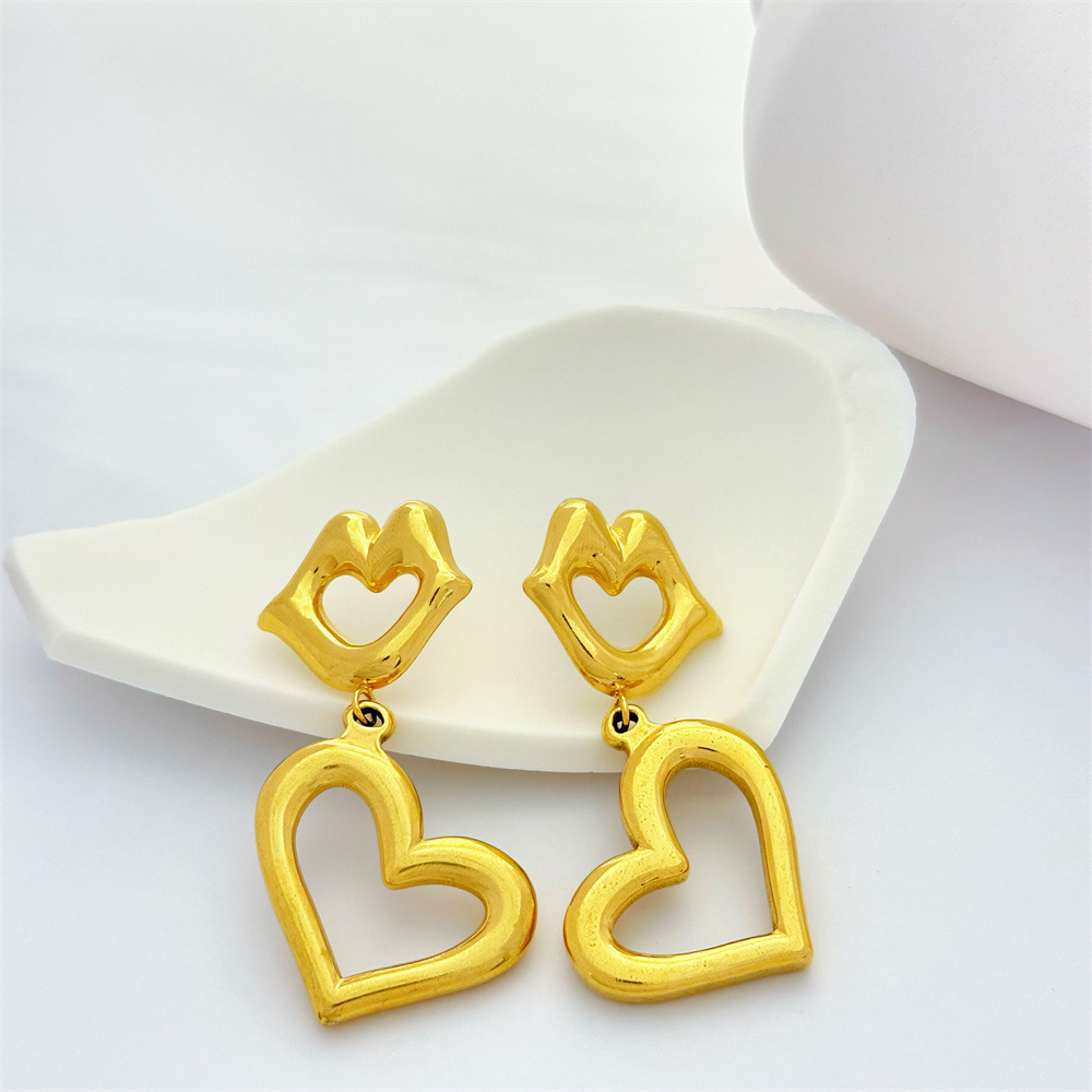 1 Pair Lips Classic Style 304 Stainless Steel Drop Earrings display picture 3