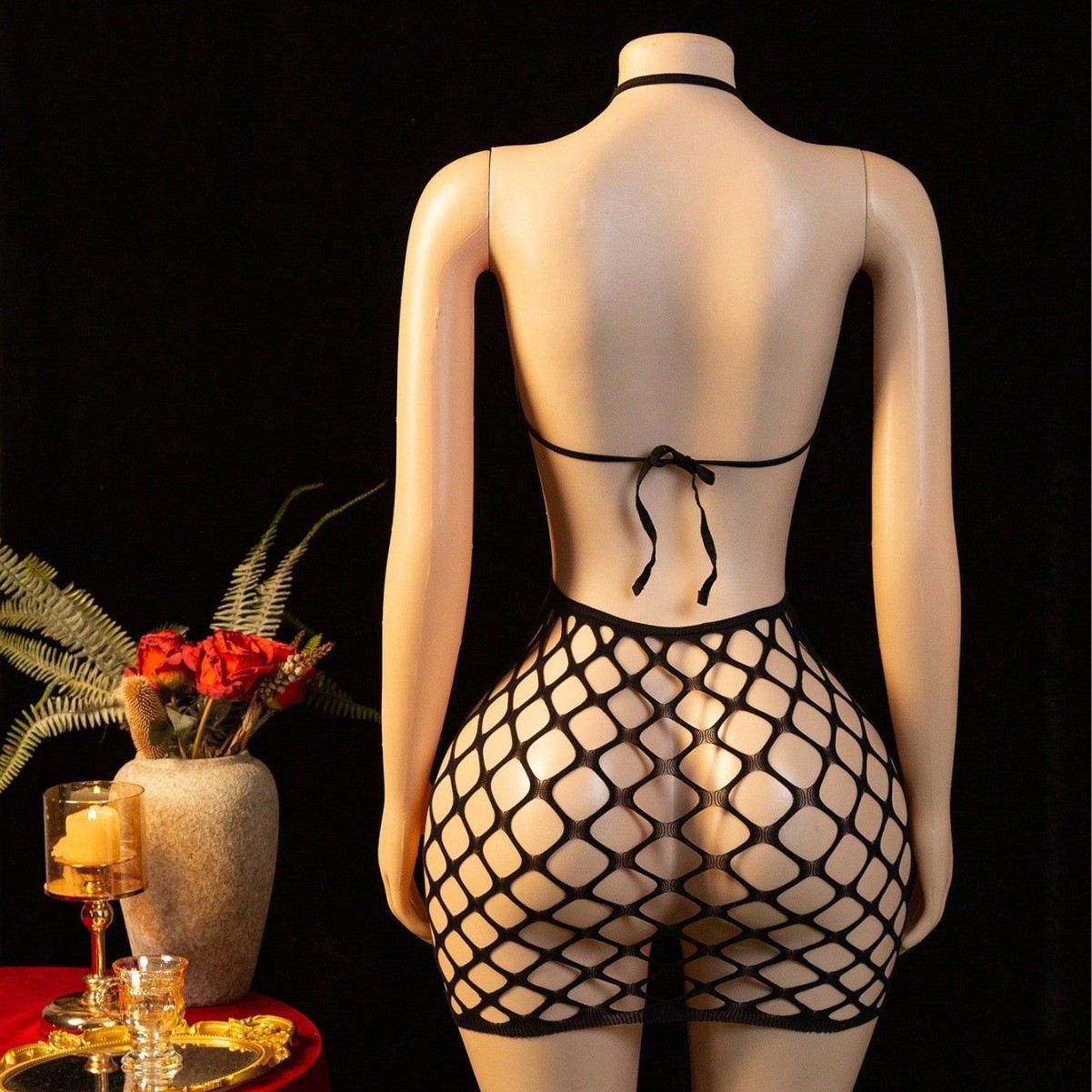 Conjunto de Lencería Body de Malla YD24950 de Nylon Estampado de Red para Ocio en Casa image 5