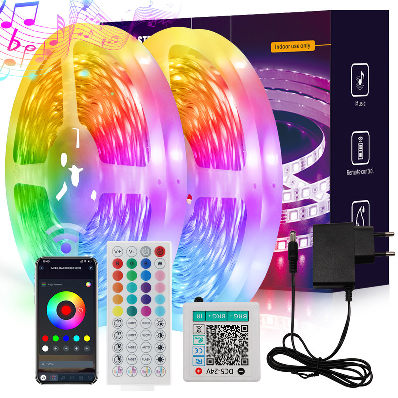 Cross-Border Led Light Strip Set 24V-3535Rgb-16 Lights 44-Key Bluetooth Smart Colorful Sound-Activated Light Strip Cross-Border Led Light Strip Set 24V-3535Rgb-16 Lights 44-Key Bluetooth Smart Colorful Sound-Activated Light Strip