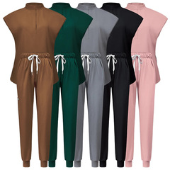 Handwashing Elastic Nurse Uniform Short Sleeve Women's Separate Set Dental Oral Doctor Workwear Men's Elastic Operating Suit