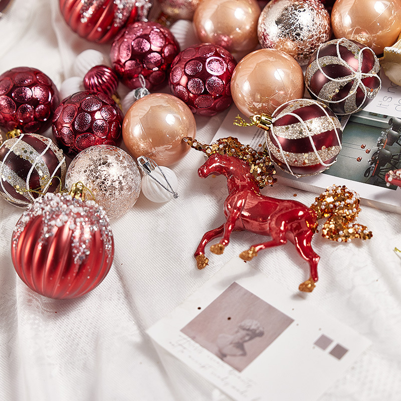 Bolas de Navidad rojas, bolas de Navidad, bolas de color, bolas de Navidad, adornos de Navidad, colgantes, adornos de árbol de Navidad