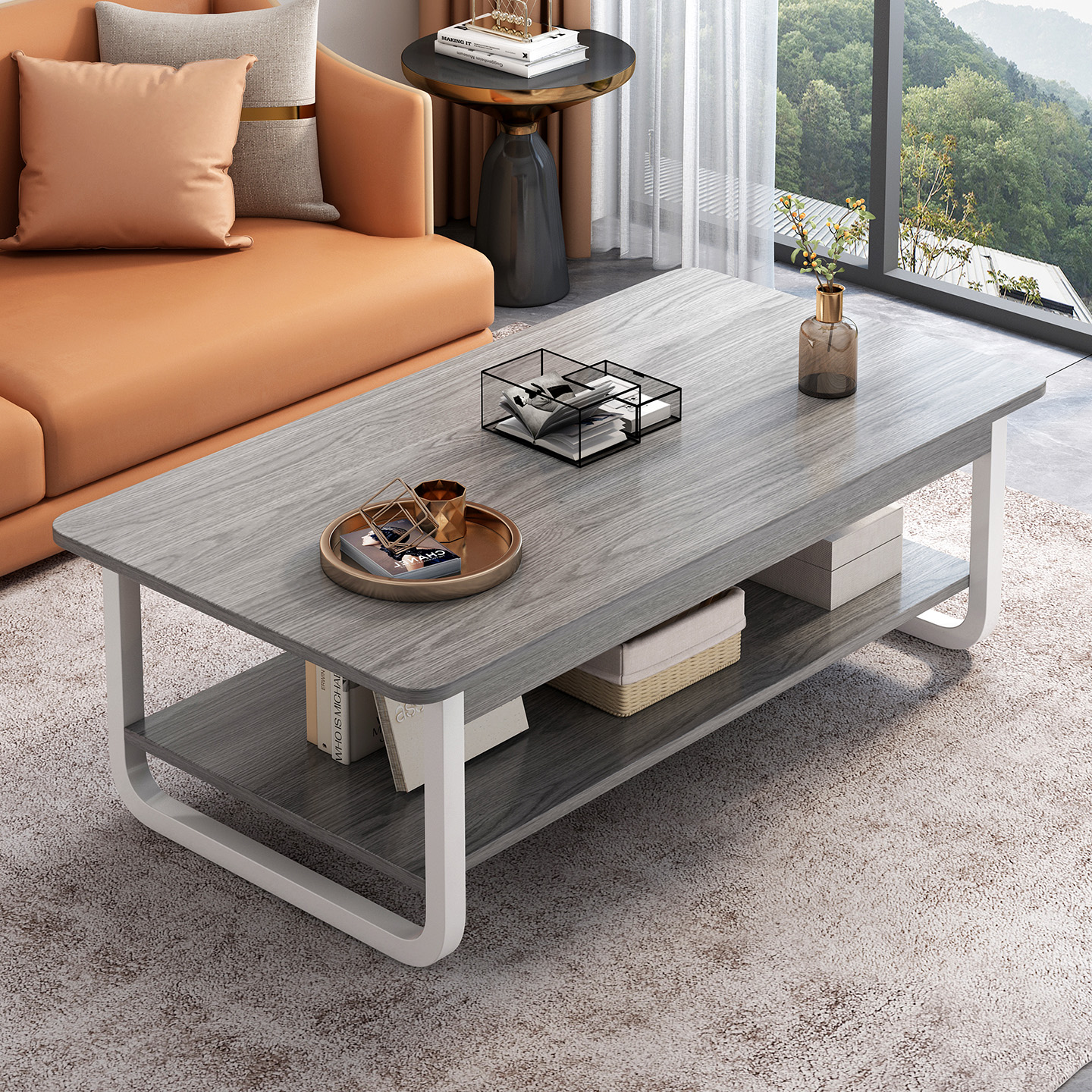 2025 nueva casa de alquiler moderna simple sofá simple mesa de té mesa de té sala de estar pequeña mesa de casa