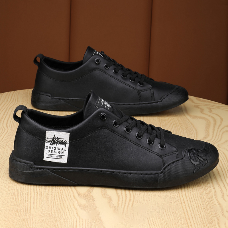 Schwarze Herren Freizeitschuhe Aus Leder Rutschfest Und Robust_voghion.com