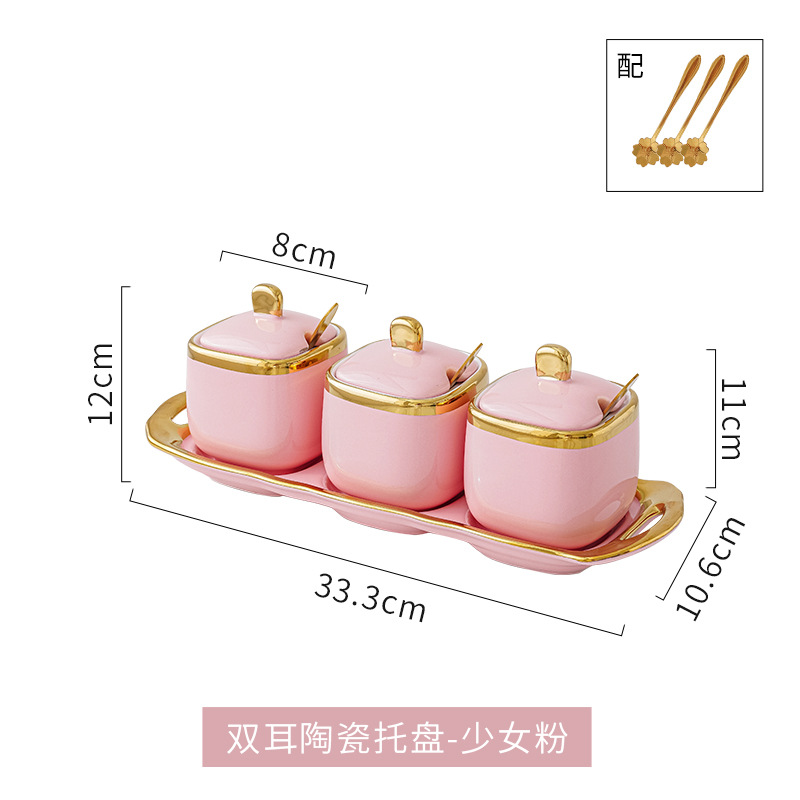Luz nórdica de lujo cerámica condimento tarro condimento caja creativa sal tarro condimento caja combinación traje de almacenamiento tarro cocina suministros