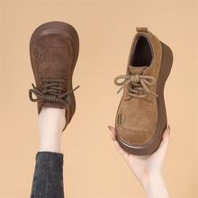 厚底增高勃肯鞋女秋季新款松糕乐福鞋软底轻便系带休闲运动鞋女鞋