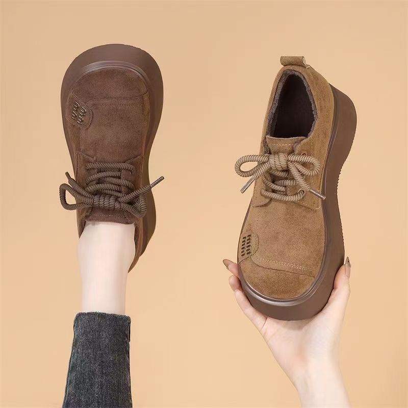 Thick-Soled Height-Increasing Birkenstock Shoes for Women in Autumn New Platform Loafers Soft-Soled Lightweight Lace-Up Casual Sports Shoes for Women