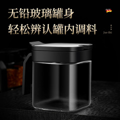 304 Glass Spice Jar Salt Jar Spiced Bottle with Handle Seasoning Jar Set with Spoon Airtight Moisture-Proof Spice Box