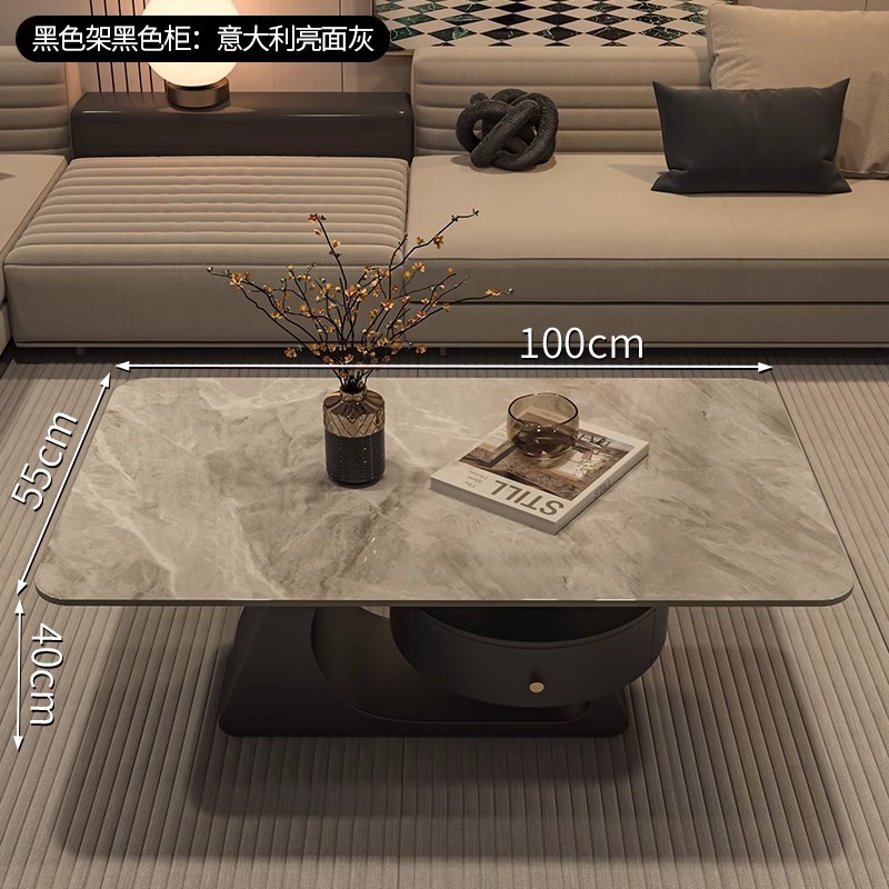 Crema rectangular madera tabla de mesa de mesa de roca lujoso moderno simple hogar pequeño sala de estar nueva mesa de alta calidad