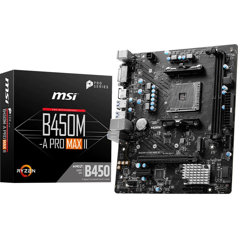 Материнская плата AMD MSI B450M-A Pro Max II для сокета AM4, поддержка процессоров серий 3000/5000
