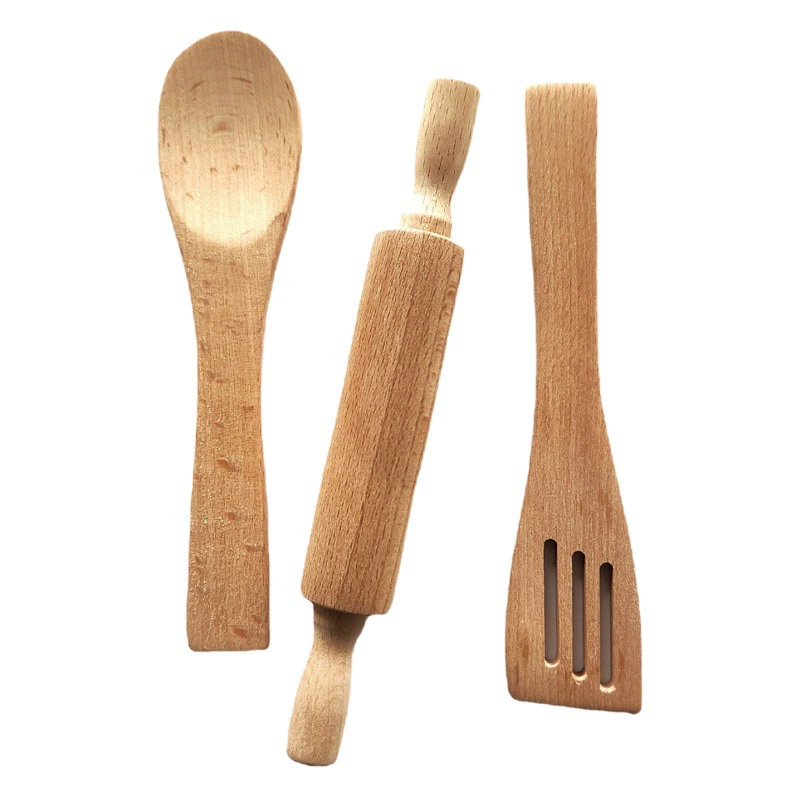 Детская игровая домашняя деревянная посуда Раннее образование Детские деревянные кухонные игрушки Деревянная ложка Деревянная Лопата Костюм-Скалка