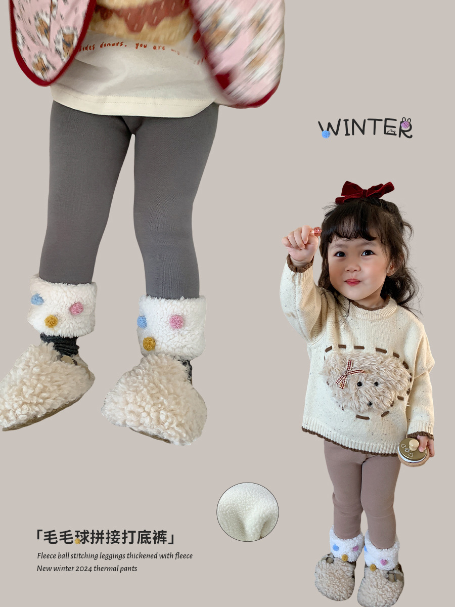 Sugar Pear ropa infantil para niñas y leggings de terciopelo 2024 otoño y invierno nuevos pantalones de otoño para niños coreanos pantalones de bebé