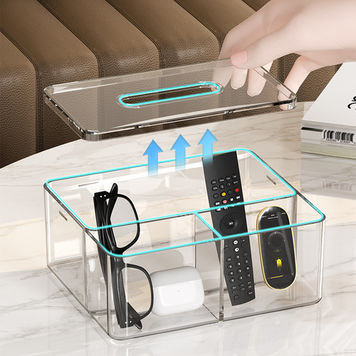 Desktop transparent tissue box facial tissue restaurant napkin storage box Nordic simple home living room paper box push