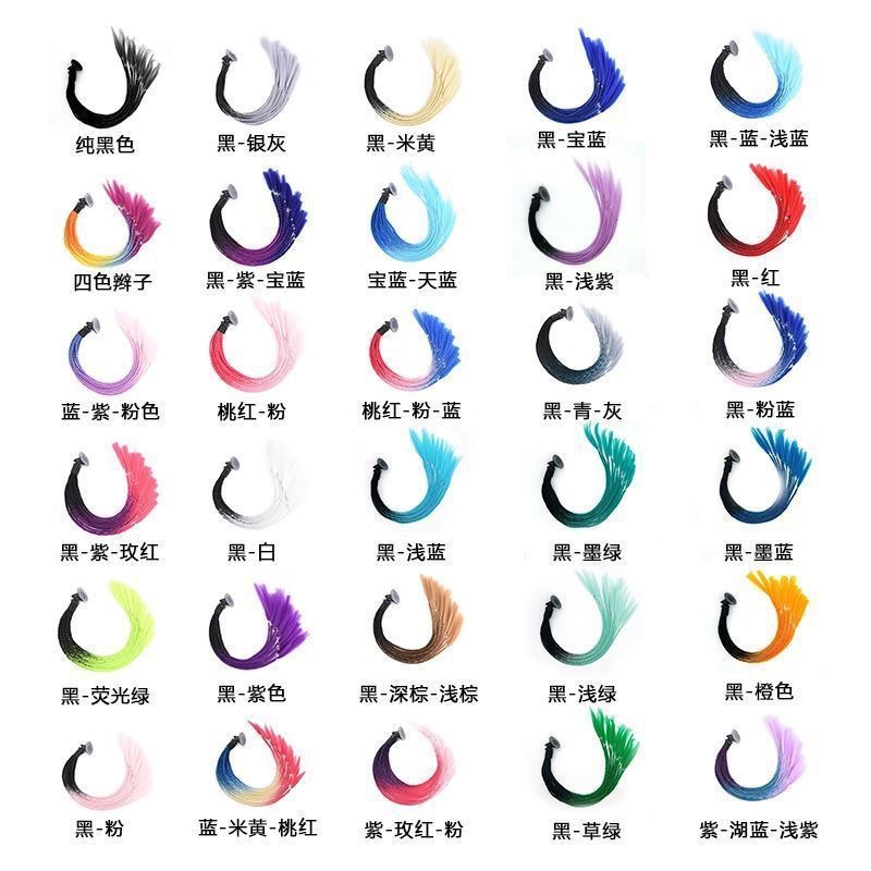 Casco de Motocicleta con Decoración de Peluca Colorida, Trenzas, Doble Cola de Caballo, Estilo Motero, con Ventosa, 60 cm