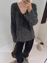 欧洲站V领彩色点点设计感羊毛针织衫2025秋季新款女减龄百搭上衣