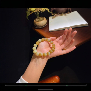 Jin Yu Tang Xinjiang Hetian Jade Sugar White Jade Whole String Polished Mellow Wear Comfortable Beads Fall on Jade Plate Guan Ying Language
