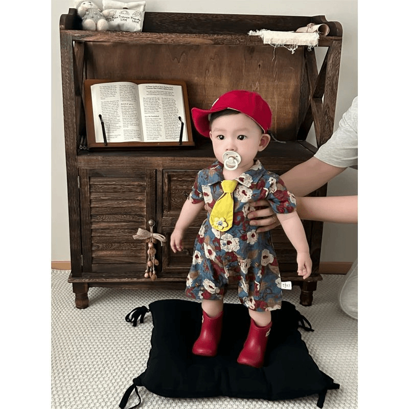 2025夏季婴儿衣服韩系薄款短袖衬衫哈衣男宝宝百天周岁礼服|undefined