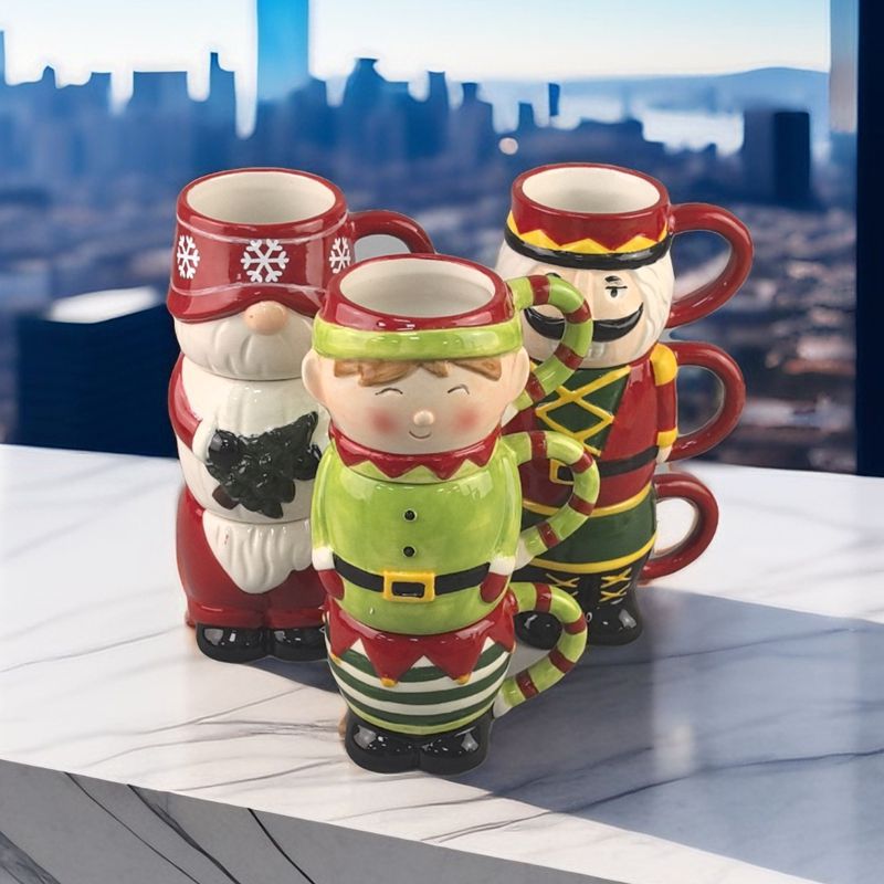 Tazas Apilables de Cerámica de Porcelana Ecológico para Hogar y Navidad image 1