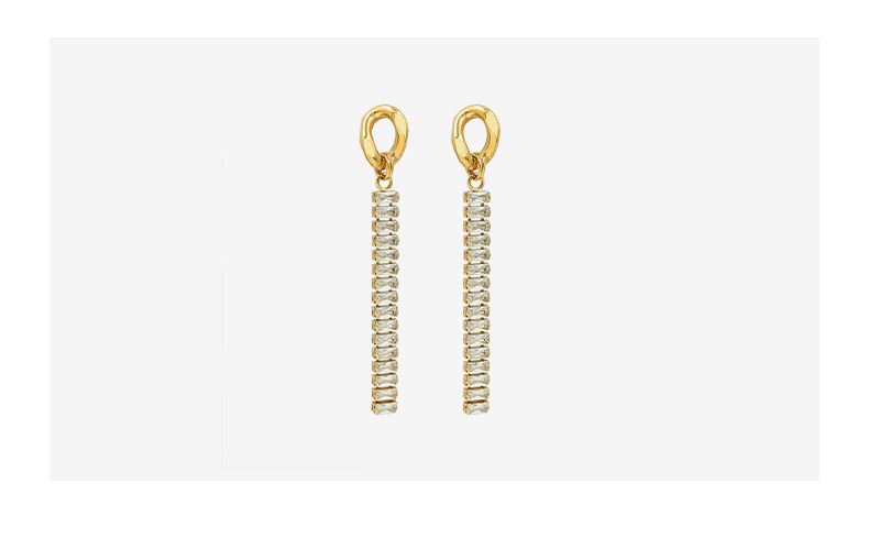 retro full diamond zircon long tassel titanium steel 18k gold earrings wholesalepicture2