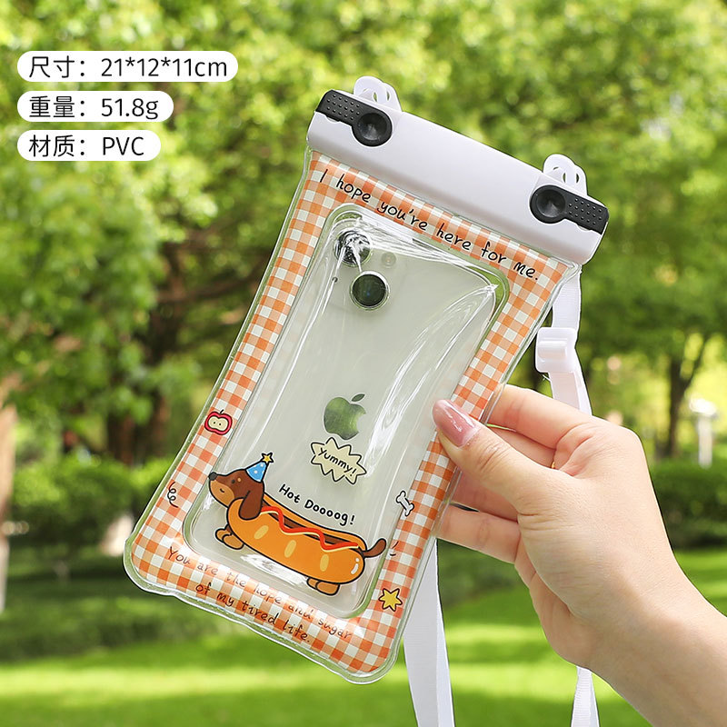 Bolsa impermeable para teléfono móvil con dibujos animados, bolsa de aire flotante para pantalla táctil, cubierta protectora, estilo de camping, bolsa para teléfono móvil para natación, venta al por mayor image 8