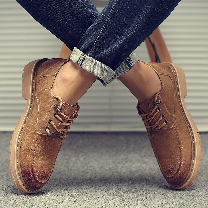 Высокое качество мужская обувь 2024 осень новый кунг-фу олень осевший повседневная кожаная обувь прилив британское ретро увеличенные ботинки Martin