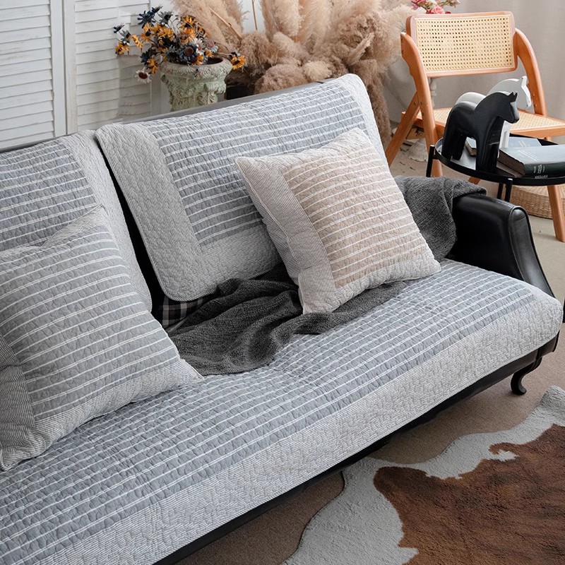 Japanese Style Vintage Printed Sofa Cushion Cotton Nordic Style Pastoral Log Sofa Cover Non-Slip Leather Sofa Gold Four Seasons