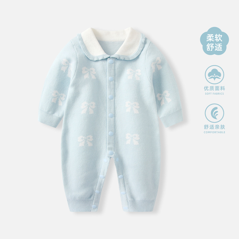 婴儿连体衣秋装衣服2025新款女宝宝满月百天针织哈衣秋冬外出爬服|undefined