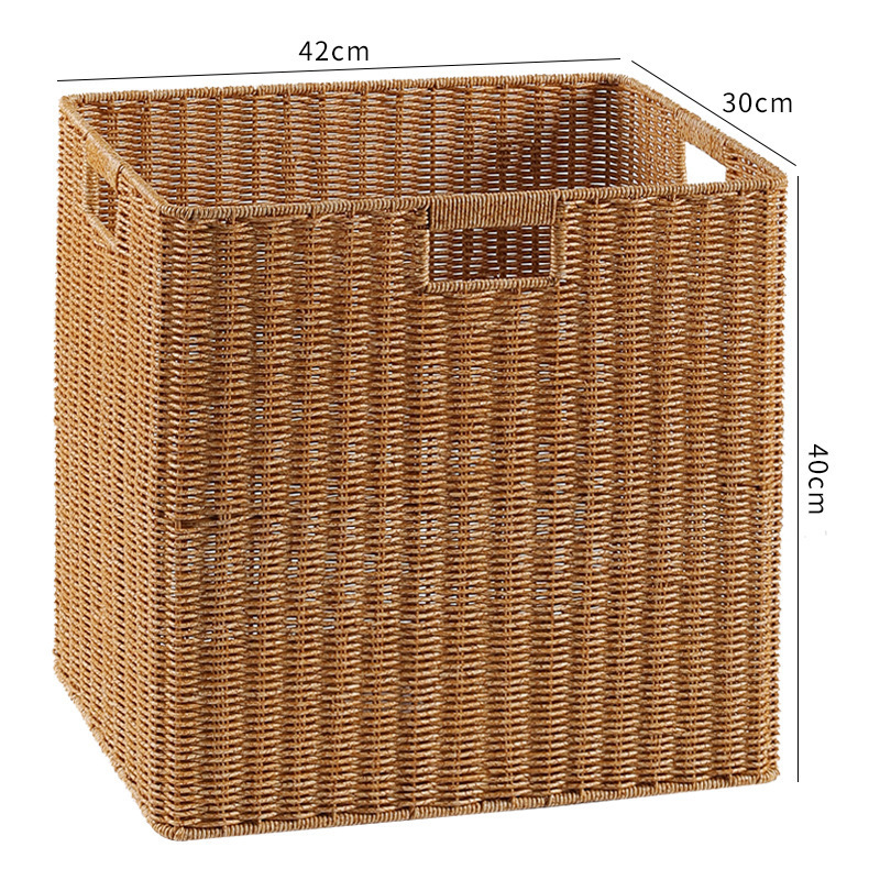 Cesta de almacenamiento de tela de caña imitación ropa sucia juguetes bocadillos cesta de almacenamiento de artículos de bambú tejido casero sala de estar gabinete de televisión escritorio completo