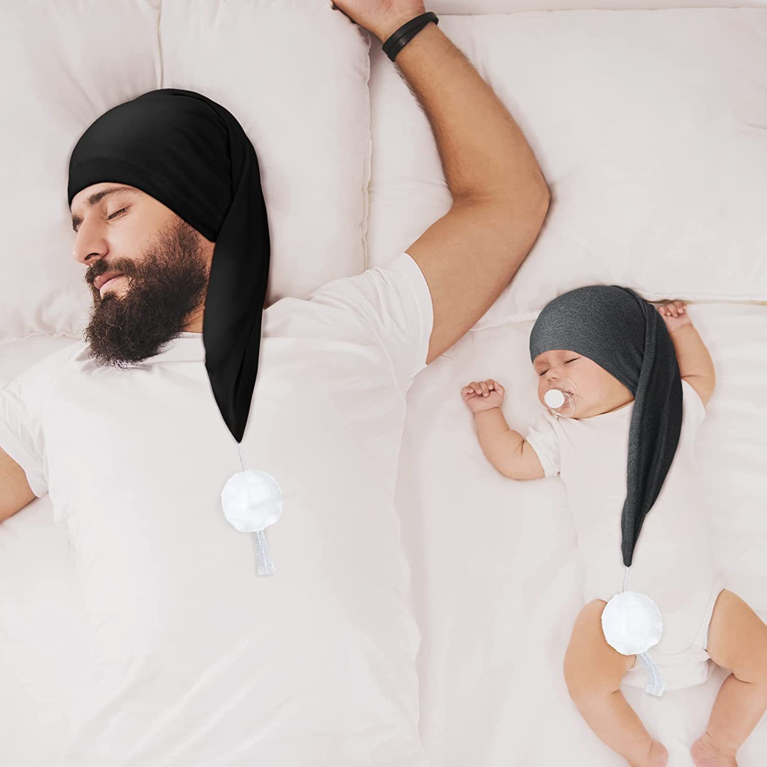 Amazon's new men's long hat lady with a white hairy ball sleeping…