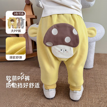 婴儿韩版大PP裤2025新款秋季男童洋气贴布卡通休闲裤女童秋装裤子