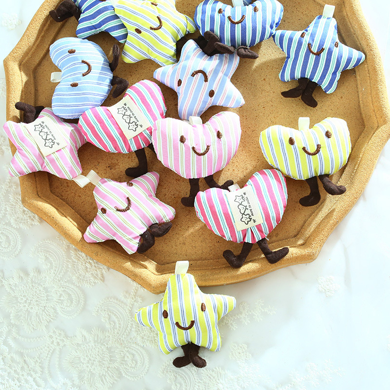 Creative Cartoon DIY Fabric Jewelry Accessories Pentagonal Stars Love Striped Clothes Decoration Material Bag Pendant