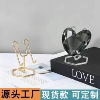 水晶摆件金属支架 心形工艺品展示架 铁线底座 纪念奖牌标本支架