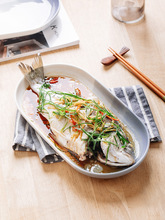 簡約陶瓷盤魚盤橢圓盤菜盤子家用蒸魚碟子大號裝盤果盤餐廳商用