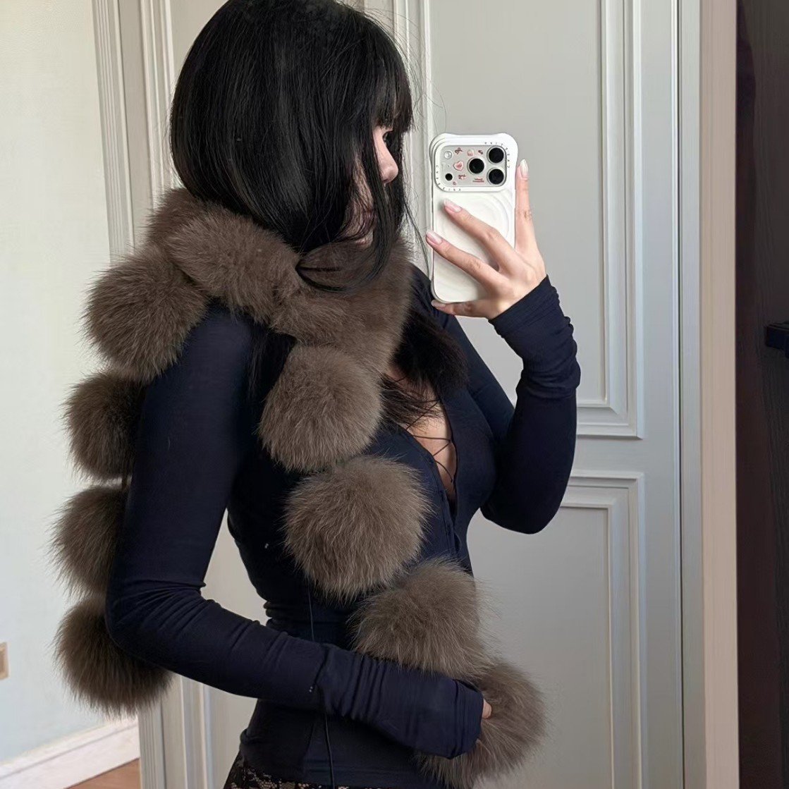 Bufandas gruesas de pelo de piel de collar de pelo caliente de estilo coreano dulce estilo coreano de pelo de zorro