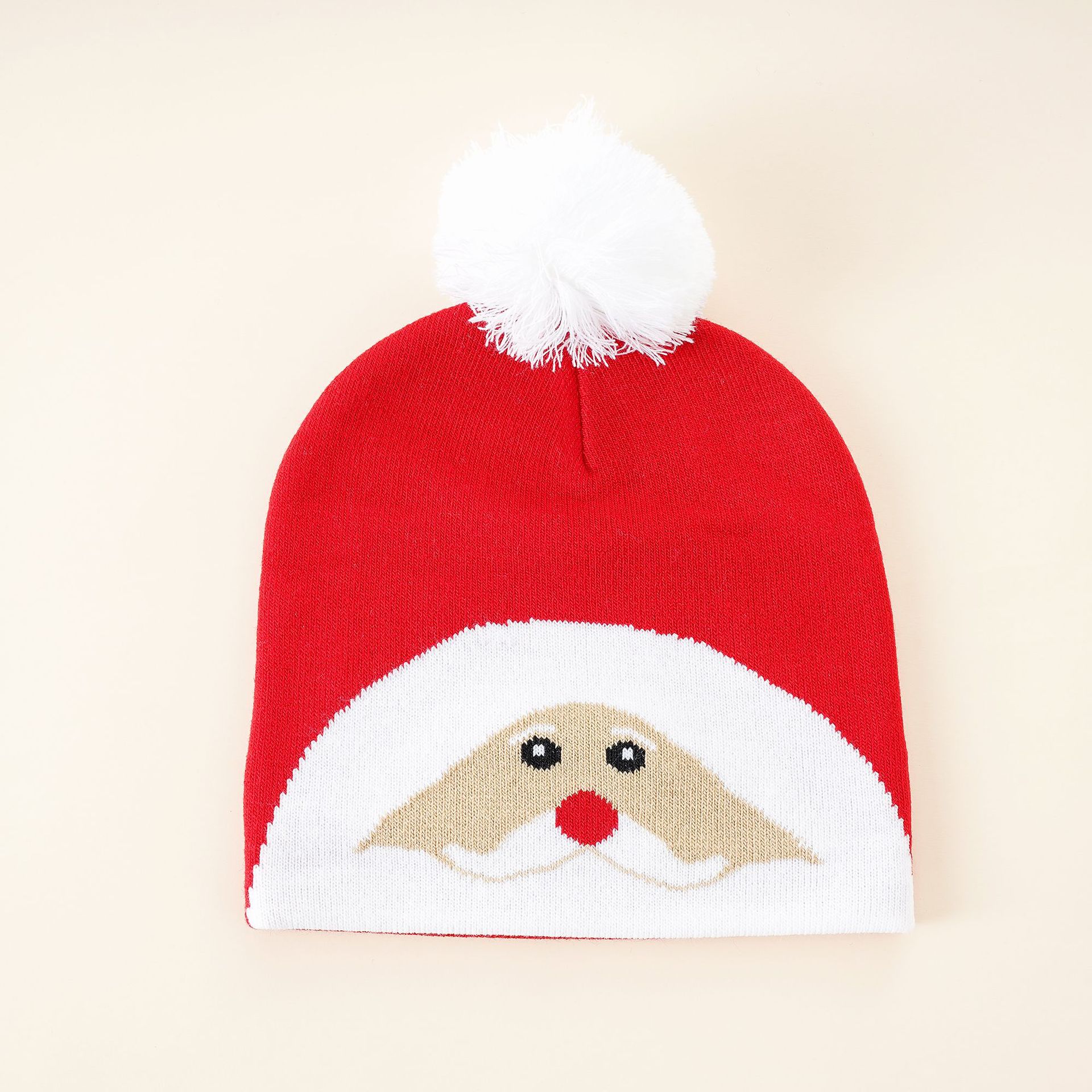 2021 nuevo sombrero de Jacquard de punto de Navidad para niños otoño e invierno cálido con bola de piel para niños y niñas sombrero decorativo