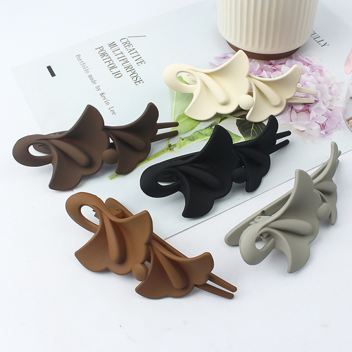 Jelly color flower plate hair clip women's spring and summer fashion hair clip frosted clip headwear back of the head large duckbill clip