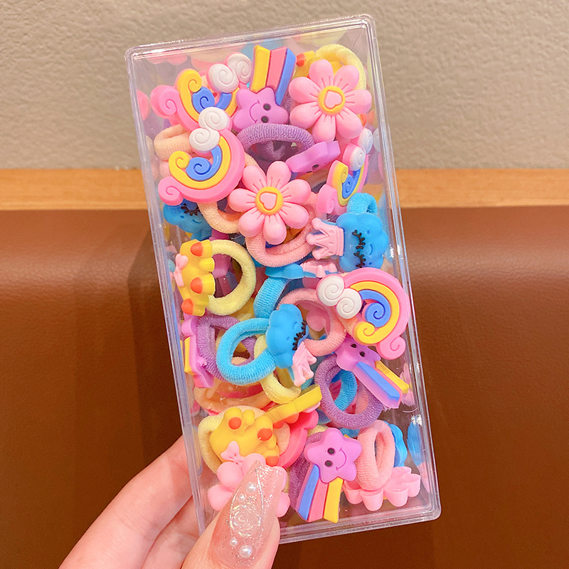 Las bandas de goma para niños no dañan el cabello, anillo de toalla de dibujos animados para bebés, alta elasticidad, cuerda para atar el cabello para niñas, banda de goma para bebés