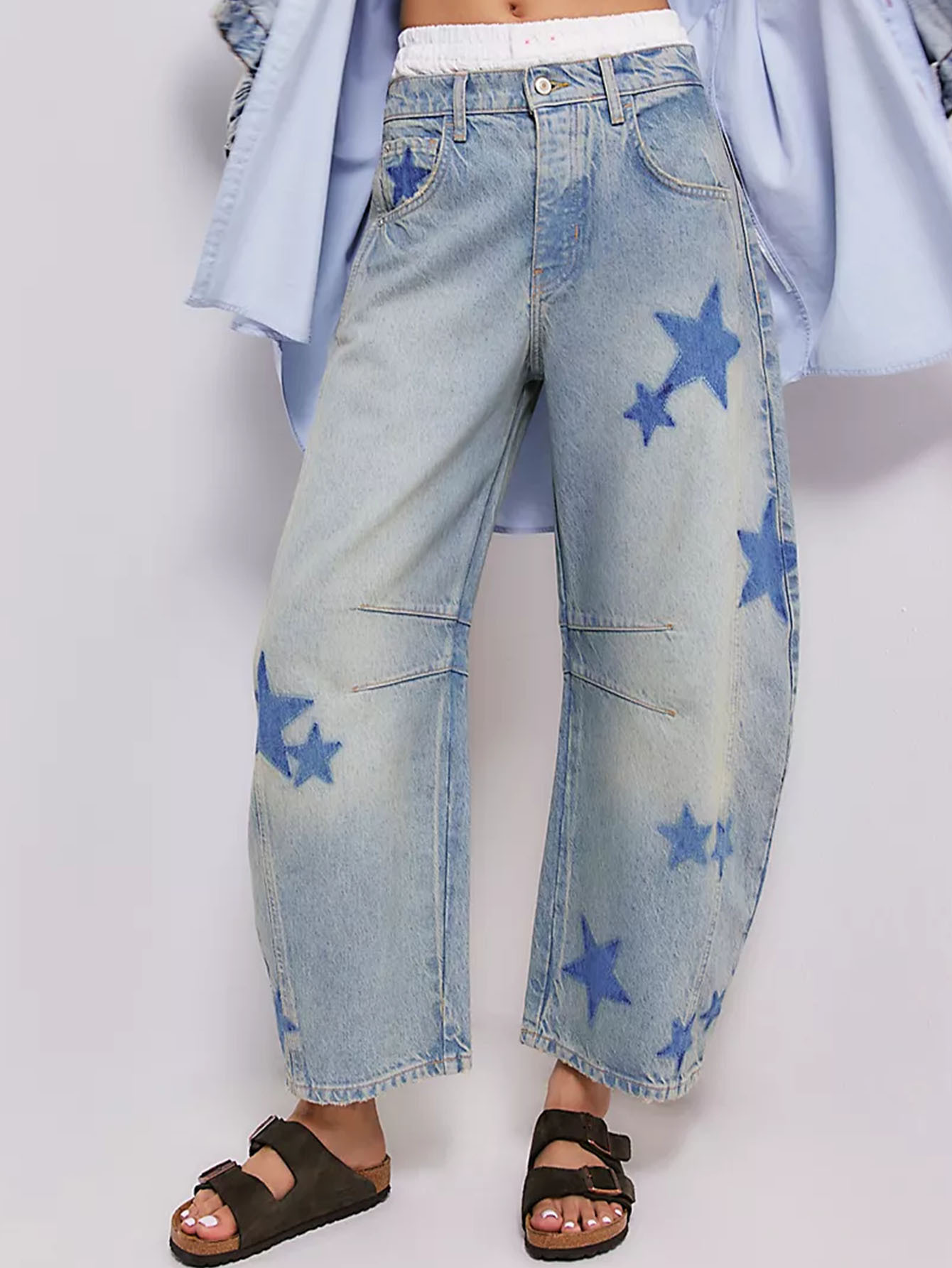Vintage Low-Rise Flare Jeans For Women – Distressed Washed Denim With Embroidery (S-L, 90s Retro Street Style)_mkmklike.com