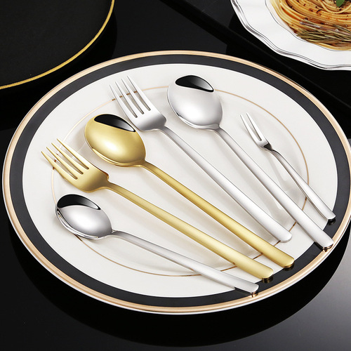 304 stainless steel spoon for household eating long handle Korean spoon dessert spoon fork coffee stirring spoon stainless steel tableware
