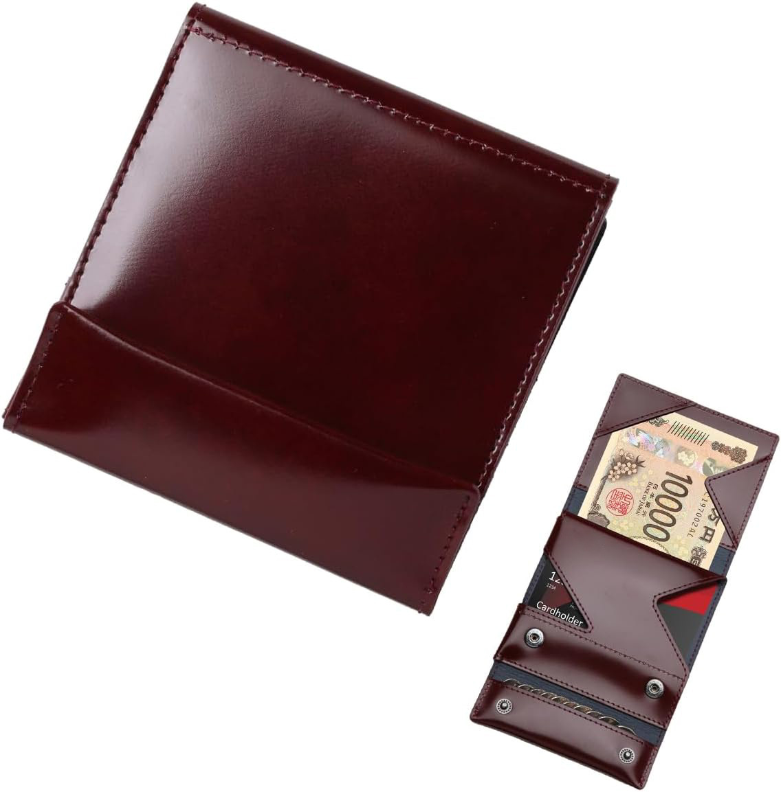 Amazon Japón Lotte Caibu cartera de cuero corta de tres plegados cartera multi-tarjeta de cuero cartera de negocios para hombres